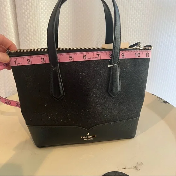 kate spade black satchel purse with sparkles - Picture 3 of 6